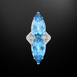 18.59 Carat Aquamarine Diamond Platinum Ring