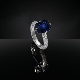 Blue Spinel Diamond Platinum Ring 4.01 Carat