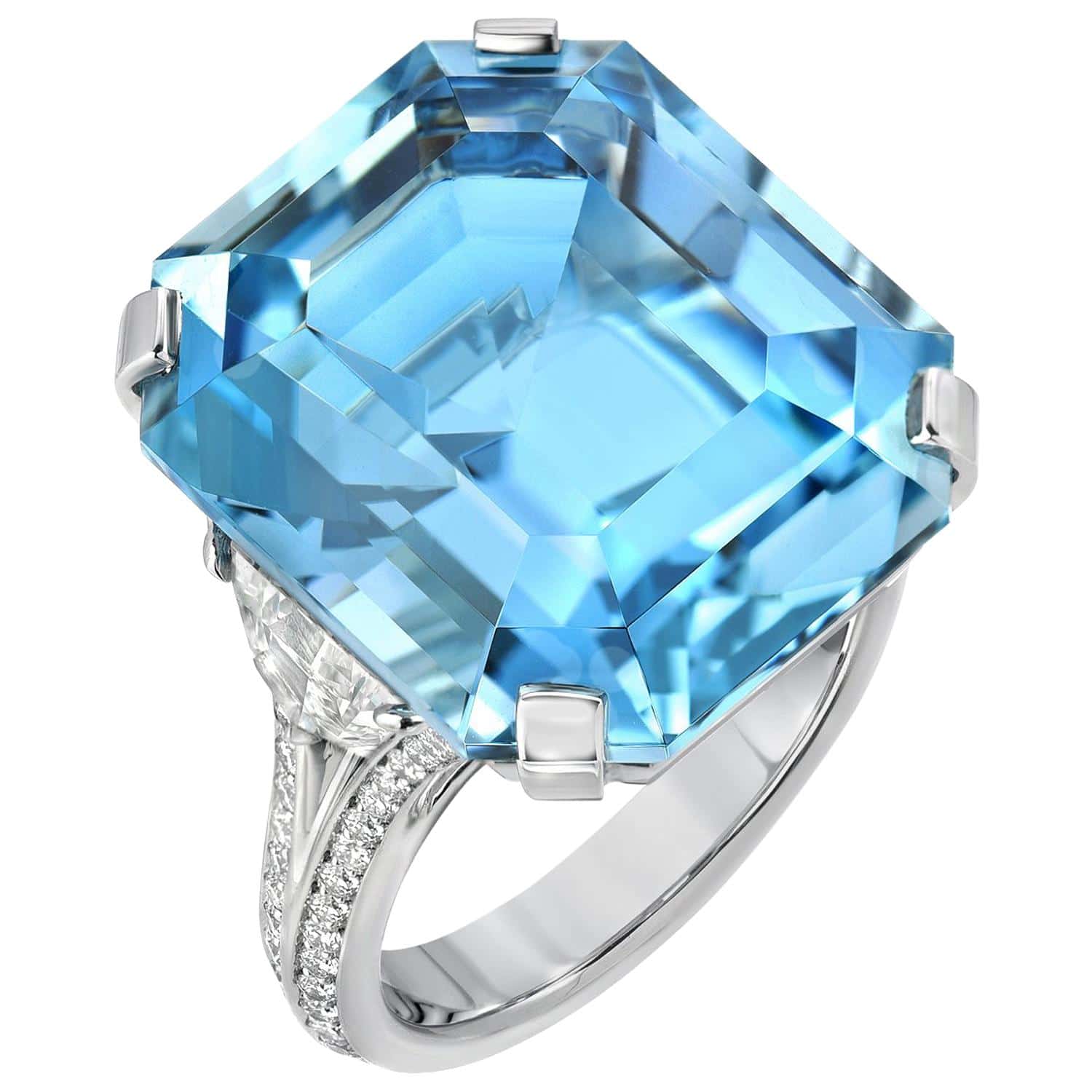 Brazil Aquamarine Diamond Platinum Ring 20.37 Carat - Merkaba Jewelry