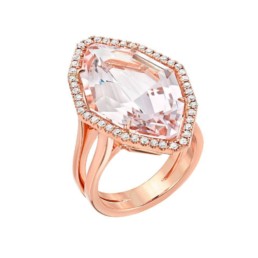 10.69 Carat Morganite Diamond Rose Gold Ring