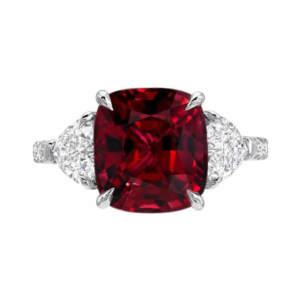 Burma Red Spinel Diamond Platinum Ring 5.05 Carat - Merkaba Jewelry