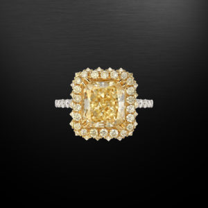 Fancy Light Yellow Diamond Radiant Cut Ring GIA Certified 3.78 Carat