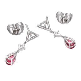 Pink Spinel Earrings Diamond Platinum Pear Shape Drop Earrings3