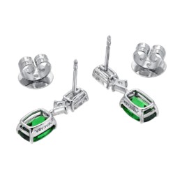 Tsavorite Diamond Platinum Cushion Green Drop Earrings3