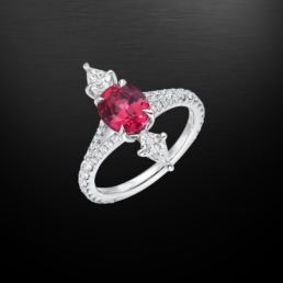 Pink Spinel Diamond Platinum Ring