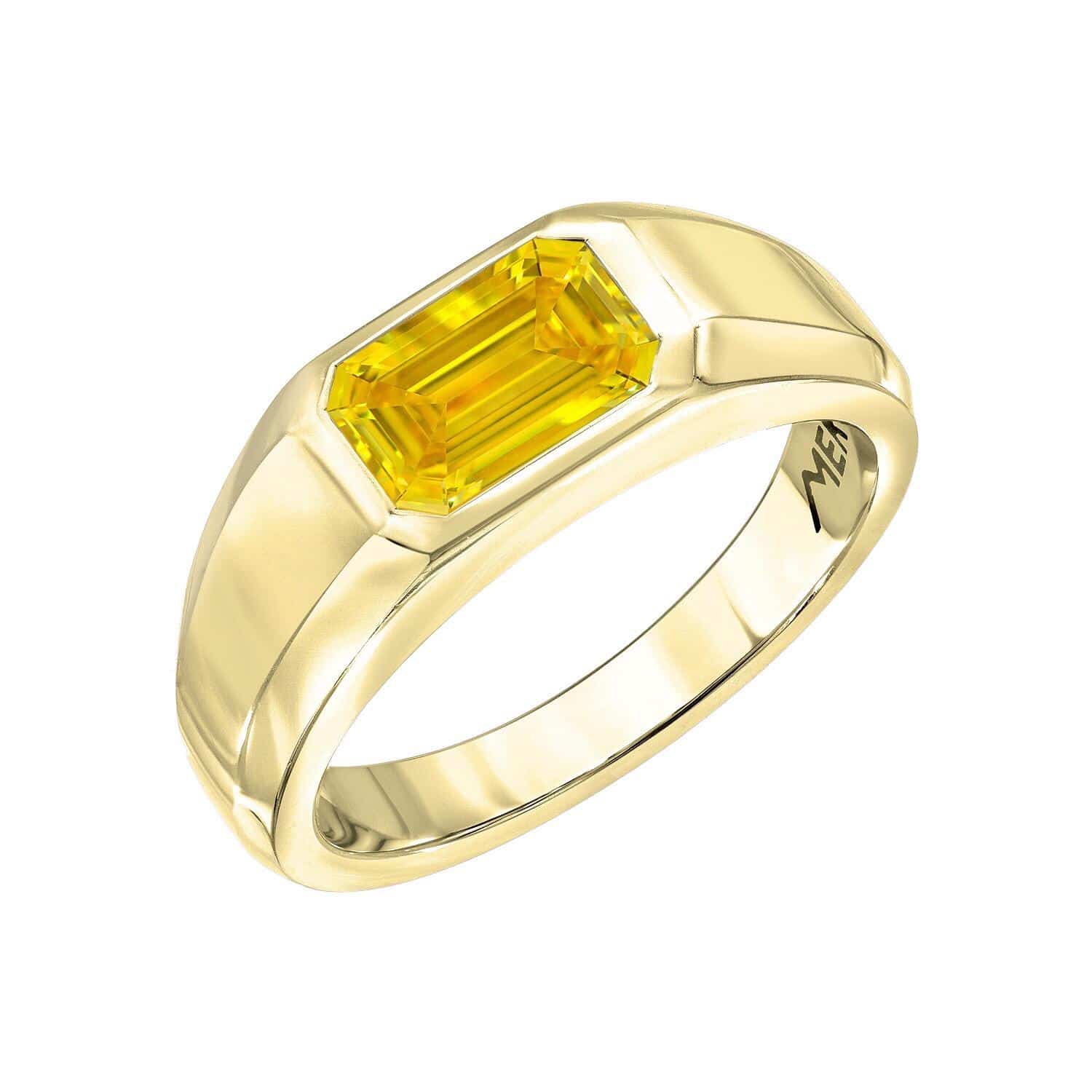 Fancy Vivid Yellow Diamond 18K Yellow Gold Ring